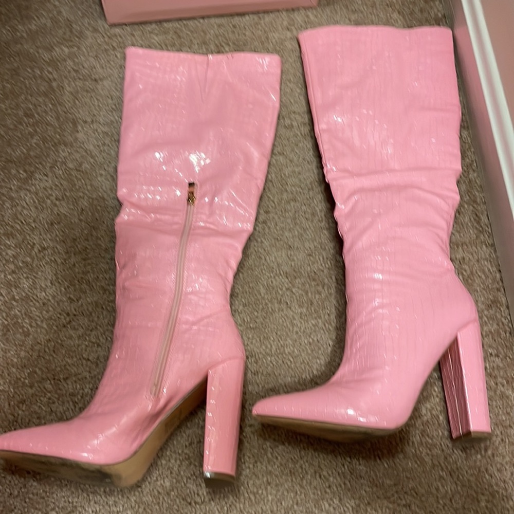 SOLD OUT!!! Clara Pink πBARBIEπ Vegan Alligator Tall Boots - Picture 10 of 10